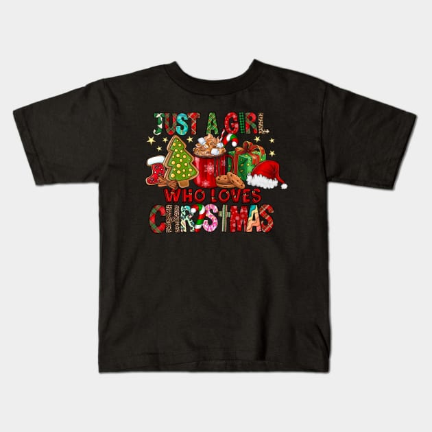 Just A Girl Who Loves Hot Cocoa Funny Christmas Shirt Kids T-Shirt by Bruna Clothing